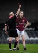 23 April 2017; Áine McDonagh of Galway is shown a red card by referee Gerry Carmody during the Lidl Ladies Football National League Division 1 semi-final match between Donegal and Galway at Markievicz Park, in Sligo. Photo by Brendan Moran/Sportsfile