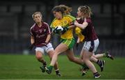 23 April 2017; Ciara Hegarty of Donegal in action against Sinead Burke, left, and Caitriona Cormican of Galway during the Lidl Ladies Football National League Division 1 semi-final match between Donegal and Galway at Markievicz Park, in Sligo. Photo by Brendan Moran/Sportsfile