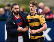 23 April 2017; Mick McGrath of Clontarf and Jack Harrington of Young Munster shake hands following the Ulster Bank League Division 1A semi-final match between Clontarf and Young Munster at Castle Avenue, Clontarf, in Dublin. Photo by Seb Daly/Sportsfile
