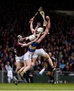23 April 2017; Gearóid McInerney and Pádraic Mannion of Galway in action against Michael Breen of Tipperary during the Allianz Hurling League Division 1 Final match between Galway and Tipperary at the Gaelic Grounds in Limerick. Photo by Diarmuid Greene/Sportsfile
