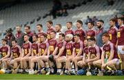 23 April 2017; Westmeath players pose for the pre-match team photograph before the Leinster GAA Hurling Senior Championship Qualifier Group Round 1 match between Laois and Westmeath at O'Moore Park, in Portlaoise, Co Laois. Photo by Piaras Ó Mídheach/Sportsfile