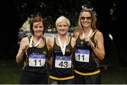 23 April 2017; Winners of the Master Women's relay race, from left, Irene McFadden, Annmarie McGlynn and Monica McGranaghan, from Letterkenny AC, Co. Donegal. Irish Life Health National Road Relays at Raheny Village, in Dublin. Photo by Tomás Greally/Sportsfile