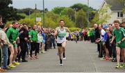 23 April 2017; Conor Dooney, Raheny Shamrock AC, approaches the line to win the Senior Men's relay race. Irish Life Health National Road Relays at Raheny Village, in Dublin. Photo by Tomás Greally/Sportsfile