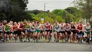 23 April 2017; A general view of the start of the Master Men's race, during the Irish Life Health National Road Relays at Raheny Village, in Dublin. Photo by Tomás Greally/Sportsfile