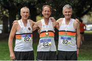 23 April 2017; Winners of the Master Men's over 50 relay race from left, Ken Divine, Cathal O'Connell and Michael Murphy from, Co. Cork. Irish Life Health National Road Relays at Raheny Village, in Dublin. Photo by Tomás Greally/Sportsfile