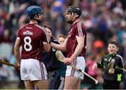 23 April 2017; Johnny Coen, left, and Aidan Harte of Galway celebrate after the Allianz Hurling League Division 1 Final match between Galway and Tipperary at the Gaelic Grounds in Limerick. Photo by Diarmuid Greene/Sportsfile