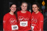 23 April 2017; Participants, from left, Claire O'Connor, Rachael Dillon and Aideen Cowhey ahead of the Virgin Media Night Run at Spencer Dock Hotel, in Dublin. Photo by Eóin Noonan/Sportsfile