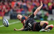 22 April 2017; Keith Earls of Munster is tackled by Owen Farrell of Saracens during the European Rugby Champions Cup Semi-Final match between Munster and Saracens at the Aviva Stadium in Dublin. Photo by Ramsey Cardy/Sportsfile