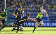 23 April 2017; Garry Ringrose of Leinster beats the tackle by Damien Chouly of ASM Clermont Auvergne on his way to scoring his side's first try during the European Rugby Champions Cup Semi-Final match between ASM Clermont Auvergne and Leinster at Matmut Stadium de Gerland in Lyon, France. Photo by Ramsey Cardy/Sportsfile