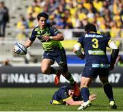 23 April 2017; Joey Carbery of Leinster is tackled by Arthur Iturria of ASM Clermont Auvergne during the European Rugby Champions Cup Semi-Final match between ASM Clermont Auvergne and Leinster at Matmut Stadium de Gerland in Lyon, France. Photo by Ramsey Cardy/Sportsfile