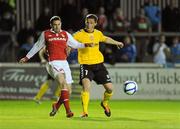 21 October 2011; Stephen Bradly, St Patrick's Athletic, in action against Ruairi Harkin, Derry City. Aitricity League Premier Division, St Patrick's Athletic v Derry City, Richmond Park, Dublin. Picture credit: Barry Cregg / SPORTSFILE