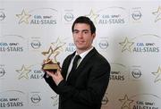 21 October 2011; Michael Darragh MacAuley, Dublin, with his GAA GPA All-Star Football award at the GAA GPA All-Star Awards 2011 sponsored by Opel. National Convention Centre, Dublin. Picture credit: Stephen McCarthy / SPORTSFILE