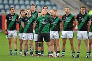 22 October 2011; Parnells goalkeeper Stephen Cluxton, 1, stands with his team-mates for a minute silence before the game. Dublin County Senior Football Championship Quarter-Final, Parnells v Ballymun Kickhams, Parnell Park, Dublin. Picture credit: Brendan Moran / SPORTSFILE