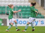 22 October 2011; Denise O'Sullivan, Republic of Ireland, left, celebrates with team-mate Niamh Fahey after scoring her side's first goal. UEFA Women's Euro 2013 Qualifier, Republic of Ireland v Israel, Tallaght Stadium, Tallaght, Dublin. Picture credit: Stephen McCarthy / SPORTSFILE