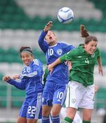 22 October 2011; Niamh Fahey, Republic of Ireland, in action against Or Erez, 10, and Shelina Israel, Israel. UEFA Women's Euro 2013 Qualifier, Republic of Ireland v Israel, Tallaght Stadium, Tallaght, Dublin. Picture credit: Stephen McCarthy / SPORTSFILE