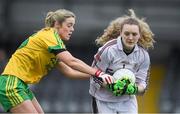 23 April 2017; Dearbhla Gowerr of Galway in action against Yvonne McMonagle of Donegal during the Lidl Ladies Football National League Division 1 semi-final match between Donegal and Galway at Markievicz Park, in Sligo. Photo by Brendan Moran/Sportsfile