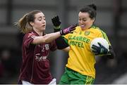 23 April 2017; Nicole McLaughlin of Donegal in action against Caitriona Cormican of Galway during the Lidl Ladies Football National League Division 1 semi-final match between Donegal and Galway at Markievicz Park, in Sligo. Photo by Brendan Moran/Sportsfile