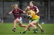 23 April 2017; Ciara Hegarty of Donegal in action against Sinead Burke, left, and Caitriona Cormican of Galway during the Lidl Ladies Football National League Division 1 semi-final match between Donegal and Galway at Markievicz Park, in Sligo. Photo by Brendan Moran/Sportsfile