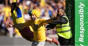 23 April 2017; An ASM Clermont Auvergne supporter is restrained by security after running on the pitch following the European Rugby Champions Cup Semi-Final match between ASM Clermont Auvergne and Leinster at Matmut Stadium de Gerland in Lyon, France. Photo by Stephen McCarthy/Sportsfile