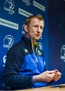 24 April 2017; Leinster head coach Leo Cullen during a press conference at Leinster Rugby Headquarters in UCD, Dublin. Photo by Seb Daly/Sportsfile