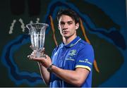 24 April 2017; Joey Carbery of Leinster with his Bank of Ireland Player of the Month award for February and March 2017, at Leinster Rugby, Newstead Building A, UCD in Belfield, Dublin. Photo by Seb Daly/Sportsfile