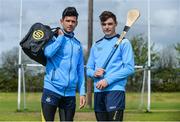 25 April 2017; SKINS ambassador Cian O’Sullivan along with Dublin Hurler Eoghan O’Donnell today launched the renewal of the partnership between leading sports compression wear brand SKINS and Dublin GAA at DCU High Performance Gym and pitches, in Glasnevin, Dublin 9. Pictured are Cian O'Sullivan, left, and Eoghan O'Donnell.  Photo by Sam Barnes/Sportsfile