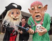 25 April 2017; RTÉ Sports Broadcaster Marty Morrissey hangs out with some pirates as he arrives at Punchestown Racecourse in Naas, Co. Kildare. Photo by Cody Glenn/Sportsfile