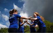 25 April 2017; The Bank of Ireland Leinster Rugby Camps were launched by Leinster Rugby stars Jonathon Sexton, Sean O’Brien and Jack McGrath at a pop up training session in St. Mary’s National School, Ranelagh. The camps will run in 27 different venues across the province throughout July and August. Visit www.leinsterrugby.ie/camps for more information. Hannah O'Keefe, left, Izzy McMorran, Sophia Hickey and Grace Quinlan high five each other. St. Mary's National School, Milltown Park, Sandford Road, Ranelagh, Dublin. Photo by David Fitzgerald/Sportsfile