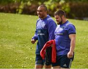 25 April 2017; Simon Zebo, left, and Duncan Casey of Munster arrive prior to squad training at the University of Limerick in Limerick. Photo by Seb Daly/Sportsfile