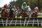 25 April 2017; Western Boy, centre, with Jody McGarvey up, jump the last on their way to winning the Killashee Handicap Hurdle at Punchestown Racecourse in Naas, Co. Kildare. Photo by Cody Glenn/Sportsfile