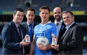 26 April 2017; The GAA and GPA are delighted to announce an additional product to their existing partnership with Glanbia Consumer Products, in the promotion of a Chocolate flavoured Avonmore Protein Milk. This new Avonmore Protein Milk Chocolate is a great tasting milk produced by one of Ireland’s best known and most trusted brands. It contains 27g of protein per serving providing a convenient and easily accessible source of protein throughout the day for everyone who enjoys sport. As a natural protein source, Avonmore Protein Milk helps rebuild and grow muscle mass, in addition to providing a good source for calcium, vitamin B12 and added vitamin D. Pictured at the launch are, from left, Stuart Scott, Senior Brand Manager, Glanbia, Barry Cahill, Business Development Manager, GAA/GPA, Dublin footballer Paul Flynn, Dermot Earley, Chief Executive, GPA and Peter McKenna, Commercial Manager, GAA. Photo by Brendan Moran/Sportsfile