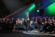 21 October 2011; Dublin footballer Michael Darragh Macauley walks up to receive his award at the GAA GPA All-Star Awards 2011 sponsored by Opel. National Convention Centre, Dublin. Picture credit: Brendan Moran / SPORTSFILE