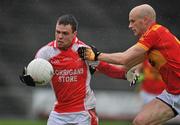 23 October 2011; Alan Plunkett, Ballintubber, in action against Shane Fitzmaurice, Castlebar Mitchels. Mayo County Senior Football Championship Final, Castlebar Mitchels v Ballintubber, McHale Park, Castlebar, Co. Mayo. Picture credit: David Maher / SPORTSFILE