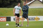 24 October 2011; Ireland manager Anthony Tohill and Michael Murphy in conversation during squad training ahead of their first International Rules match against Australia on Friday October 28th. Ireland Training - International Rules Series 2011, Whitten Oval, Barkley Street, Footscray West, Melbourne, Australia. Picture credit: Ray McManus / SPORTSFILE