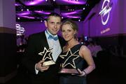 21 October 2011; Dublin footballer and GAA GPA Footballer of the Year Alan Brogan with his wife Lydia in attendance at the GAA GPA All-Star Awards 2011 sponsored by Opel. National Convention Centre, Dublin. Picture credit: Ray McManus / SPORTSFILE