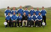 16 September 2011: Warrenpoint Golf Club, beaten finalists in the Jimmy Bruen Shield at the Chartis Cups and Shields National Finals 2011, back row, from left to right, Brendan McKernan, David McGreevy, Raymond Jackson, Jason Pepper, Hudson McGuffin, Gerry Durkin and Jack Gilsenan. Front row, from left to right, Ros Carvill, Kerry McVeigh, Michael O’Hare, team captain, Peter Fitzsimons, club captain, Eoin Durcan, Tim Cunningham, and John Hughes. Chartis Insurance Ireland Cups and Shields Finals 2011, Castlerock Golf Club, Co. Derry. Picture credit: Oliver McVeigh/ SPORTSFILE