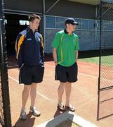 26 October 2011; Kevin Reilly, left, and Darren Hughes, who took no active part in the Ireland squad training session, ahead of their first International Rules match against Australia on Friday October 28th. Ireland Training - International Rules Series 2011, Whitten Oval, Barkly Street, Footscray West, Melbourne, Australia. Picture credit: Ray McManus / SPORTSFILE