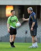 27 October 2011; Ireland selector Eoin 'Bomber' Liston in conversation with Leighton Glynn during squad training ahead of their first International Rules match against Australia on Friday October 28th. Ireland Training - International Rules Series 2011, Etihad Stadium, Melbourne, Australiaa. Picture credit: Ray McManus / SPORTSFILE
