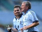 27 October 2011; Dublin's Bernard Dunne and Ray Houghton before the start of the game. Alan Kerins Project Charity Match, Galway Selection v Dublin Selection, Croke Park, Dublin. Picture credit: Matt Browne / SPORTSFILE