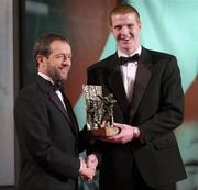 28 November 2003; Henry Shefflin, Kilkenny, is presented with his All-Star award by GAA President Sean Kelly at the VODAFONE GAA All-Star Awards in the Citywest Hotel, Dublin. Football. Hurling. Picture credit; Ray McManus / SPORTSFILE