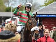 26 April 2017; Jockey Ryan Treacy celebrates after winning the Martinstown Opportunity Series Final Handicap Hurdle on Magic of Light at Punchestown Racecourse in Naas, Co. Kildare. Photo by Matt Browne/Sportsfile