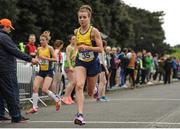 23 April 2017; Ciara Everard from UCD AC, in action during the Senior Women's relay race, at the Irish Life Health National Road Relays at Raheny Village, in Dublin. Photo by Tomás Greally/Sportsfile