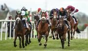 27 April 2017; Don't Touch, left, with Mark Walsh up, on their way to winning the Pigsback.com Nick Coen Memorial Handicap Steeplechase ahead of CaolanEóin, centre, with Robbie Power up, who finished second, and Neverushacon, with Mark Bolger up, who finished third, at Punchestown Racecourse in Naas, Co. Kildare. Photo by Matt Browne/Sportsfile