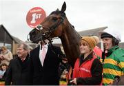 27 April 2017; Jockey Noel Fehily, right, with the winning connections and horse Unowhatimeanharry after winning the Ladbrokes Champion Stayers Hurdle at Punchestown Racecourse in Naas, Co. Kildare. Photo by Seb Daly/Sportsfile