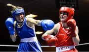 28 April 2017; Kellie Harrington of Ireland, right, in action against Flora Pili of France during their 60kg bout at the Elite International Boxing Tournament in the National Stadium, Dublin. Photo by Piaras Ó Mídheach/Sportsfile