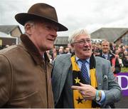 28 April 2017; Owner Pat McSweeney, right, points to trainer Willie Mullins after winning the Tattersalls Ireland Champion Novice Hurdle with Bacardys at Punchestown Racecourse in Naas, Co. Kildare. Photo by Seb Daly/Sportsfile