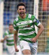 28 April 2017; Roberto Lopes of Shamrock Rovers celebrates after scoring the first goal against Limerick FC during the SSE Airtricity League Premier Division match between Shamrock Rovers and Limerick FC at Tallaght Stadium in Dublin. Photo by Matt Browne/Sportsfile
