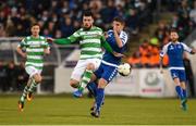 28 April 2017; Brandon Miele of Shamrock Rovers in action against Shaun Kelly of Limerick FC during the SSE Airtricity League Premier Division match between Shamrock Rovers and Limerick FC at Tallaght Stadium in Dublin. Photo by Matt Browne/Sportsfile