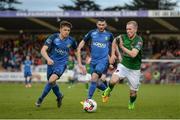 28 April 2017; Stephen Dooley of Cork City in action against Keith Buckley, left, and Ryan Brennan of Bray Wanderers during the SSE Airtricity League Premier Division match between Cork City and Bray Wanderers at Turner's Cross in Cork. Photo by Eóin Noonan/Sportsfile