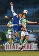28 April 2017; Rodrigo Tosi of Limerick FC in action against David McAllister and Roberto Lopes of Shamrock Rovers during the SSE Airtricity League Premier Division match between Shamrock Rovers and Limerick FC at Tallaght Stadium in Dublin. Photo by Matt Browne/Sportsfile